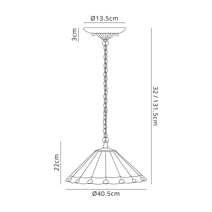 Regal Lighting SL-1146 1 Light 40cm Tiffany Pendant  Grey And Cream With Clear Crystal Shade
