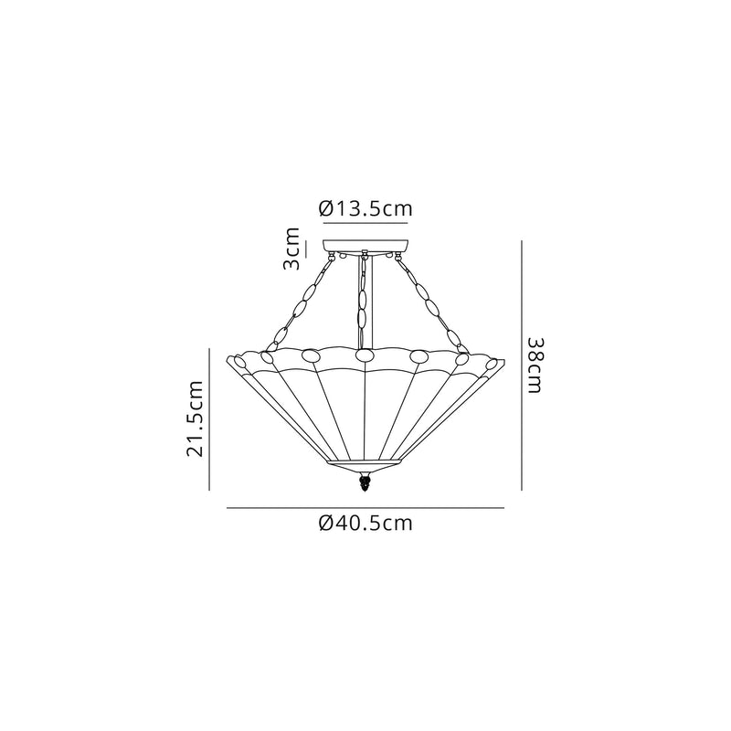 Regal Lighting SL-1143 3 Light 40cm Tiffany Uplighter Semi Flush Grey And Cream With Clear Crystal Shade