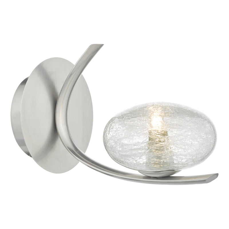 Dar Lighting Leighton Wall Light Satin Chrome & Sugar Cane Glass • LEI0746