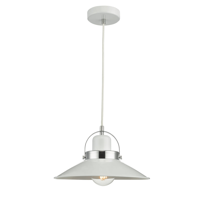 Dar Lighting Liden Pendant White and Polished Chrome • LID012