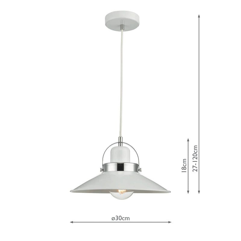 Dar Lighting Liden Pendant White and Polished Chrome • LID012