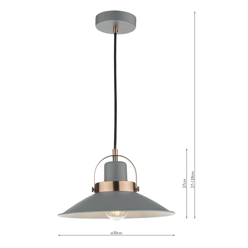 Dar Lighting Liden 1 Light Single Pendant Graphite Copper • LID0139