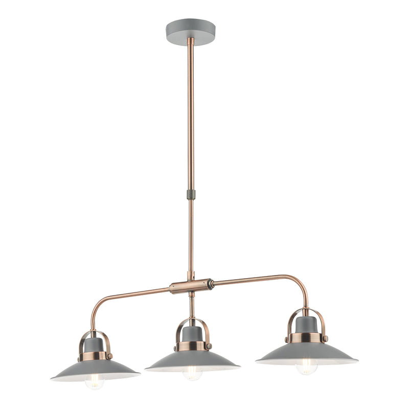 Dar Lighting Liden 3 Light Bar Pendant Graphite Copper • LID0339