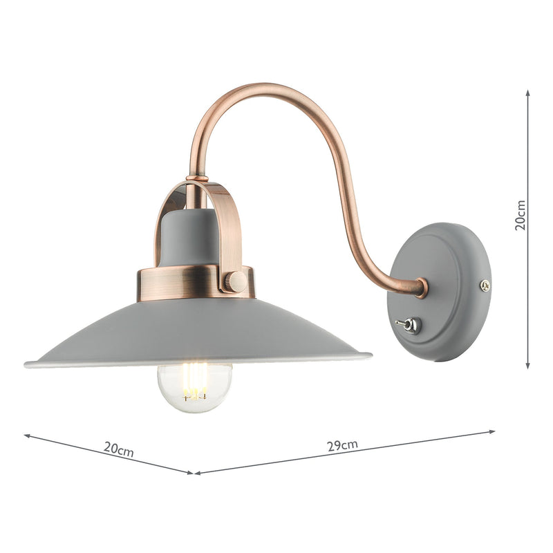 Dar Lighting Liden Single Wall Light Graphite Copper • LID0739