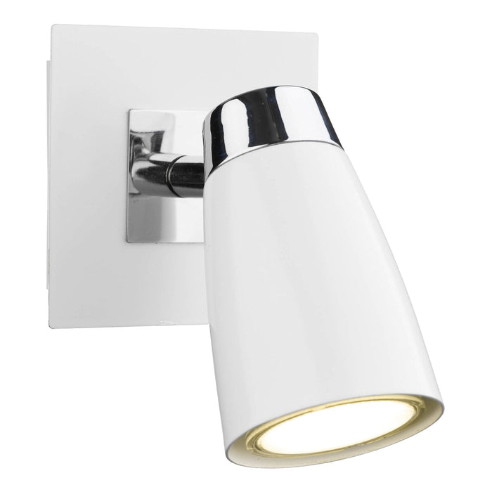 Dar Lighting Loft Single Wall Spotlight Matt White Polished Chrome • LOF072