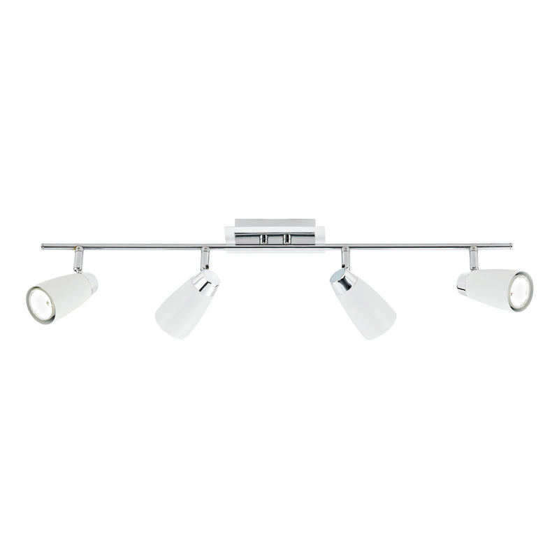 Dar Lighting Loft 4 Light Bar Spotlight Matt White Polished Chrome • LOF842