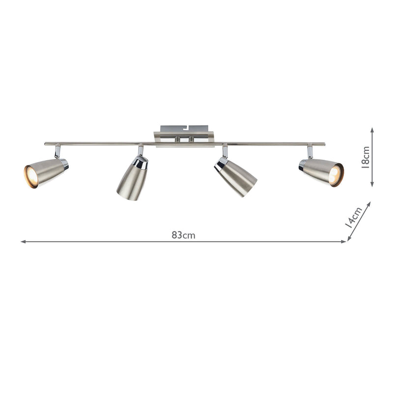 Dar Lighting Loft 4 Light Bar Spotlight Satin & Polished Chrome • LOF8446