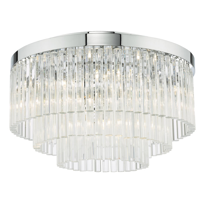 Dar Lighting Logan 5 Light Flush Polished Chrome Glass • LOG5408