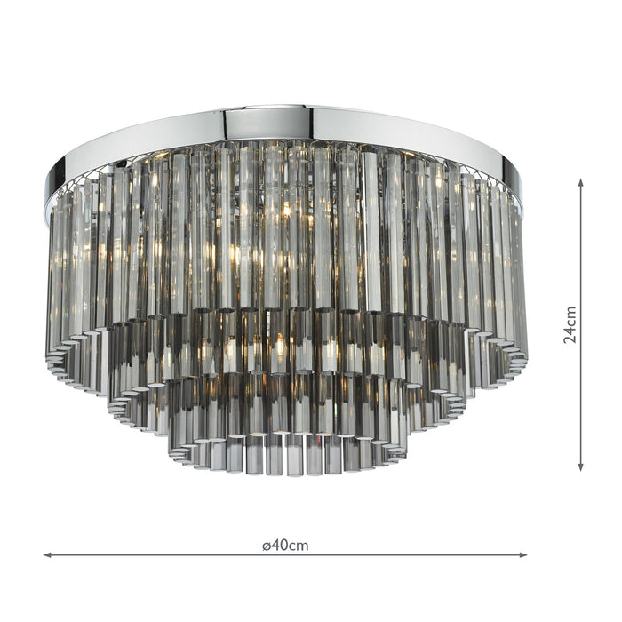 Dar Lighting Logan 5 Light Flush Polished Chrome Smoked Glass • LOG5410