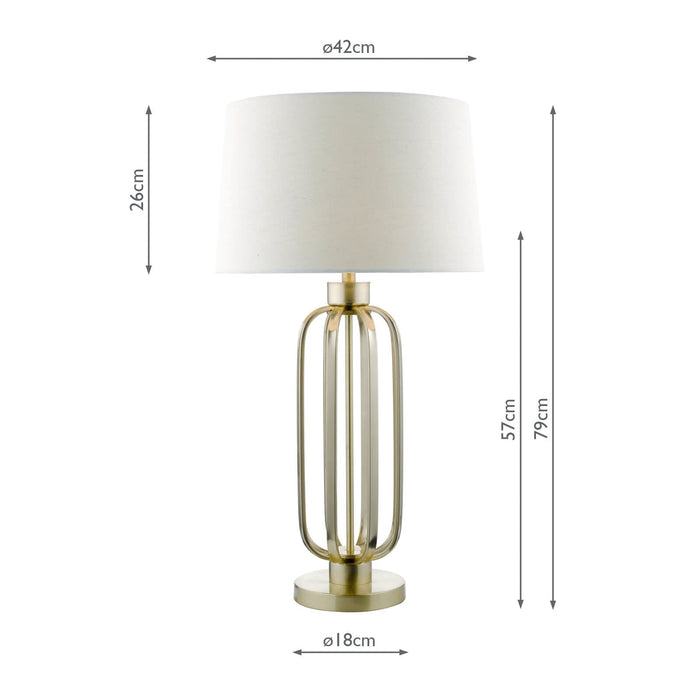 Dar Lighting Lucie Table Lamp Satin Brass With Shade • LUC4241