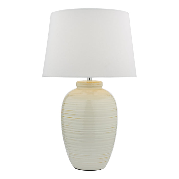 Dar Lighting Luelle 1 Light Table Lamp Gloss Glazed Cream With Shade • LUE432