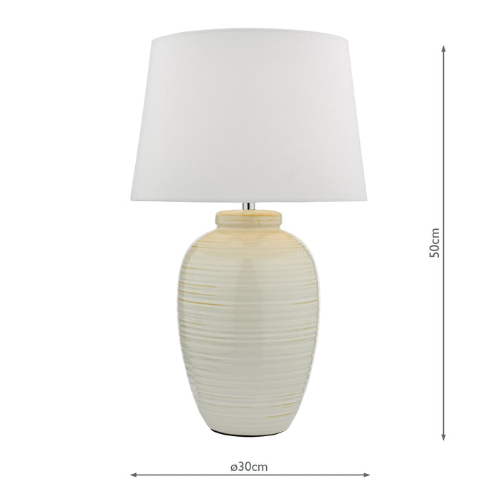 Dar Lighting Luelle 1 Light Table Lamp Gloss Glazed Cream With Shade • LUE432