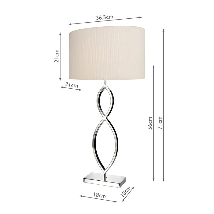 Dar Lighting Luigi 2 Hoop Table Lamp Polished Chrome With Shade • LUI4150