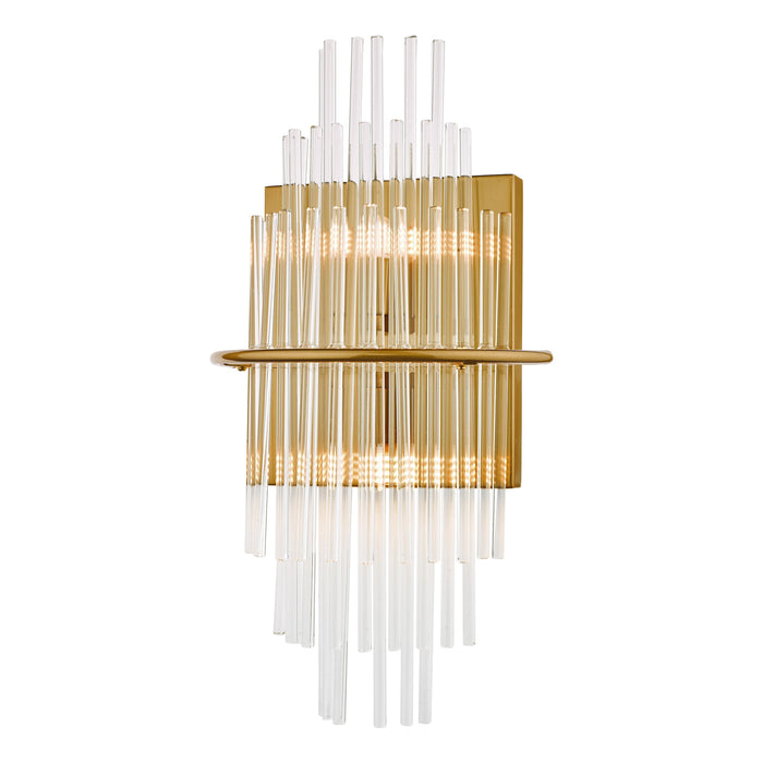 Dar Lighting Lukas 2 Light Wall Light Antique Gold Glass • LUK0935