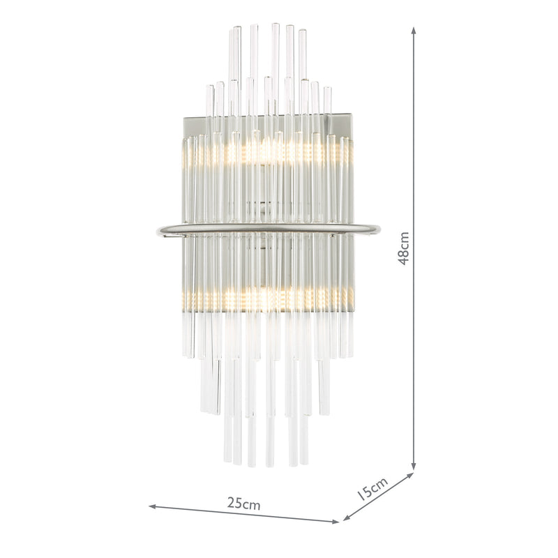 Dar Lighting Lukas 2 Light Wall Light Polished Chrome Glass • LUK0950