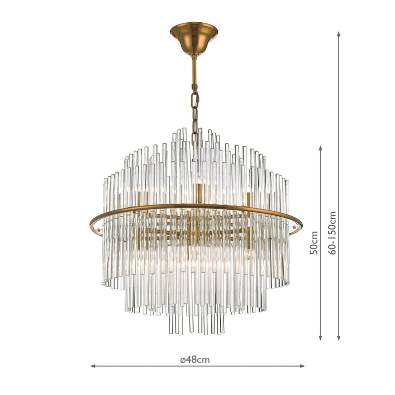Dar Lighting Lukas 13 Light Pendant Brushed Antique Gold And Clear Glass • LUK1735