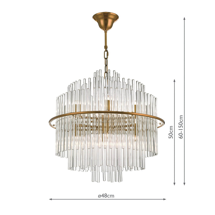 Dar Lighting Lukas 13 Light Pendant Brushed Antique Gold And Clear Glass • LUK1735