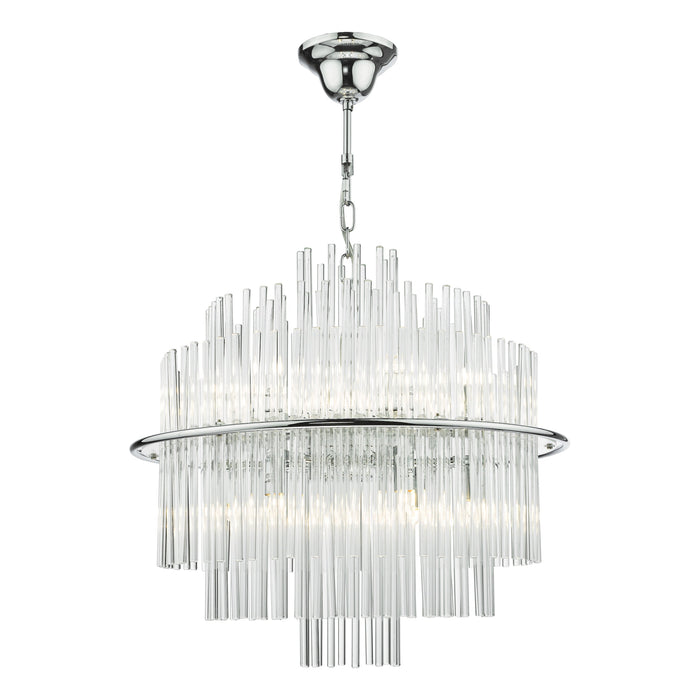 Dar Lighting Lukas 13 Light Pendant Polished Chrome Glass • LUK1750