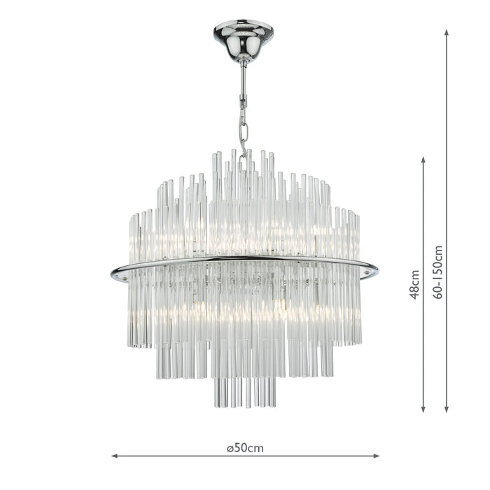 Dar Lighting Lukas 13 Light Pendant Polished Chrome Glass • LUK1750