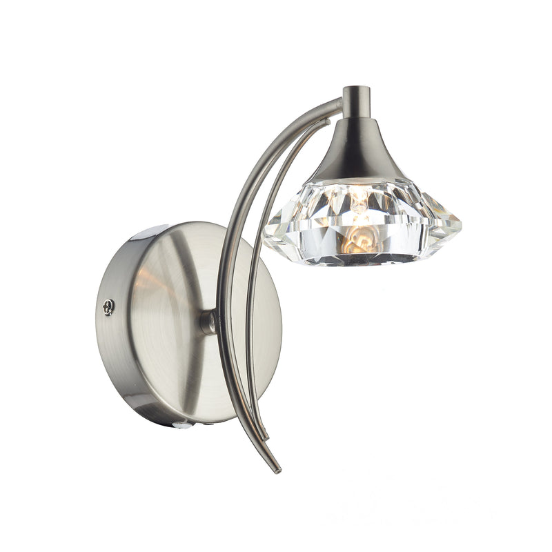 Dar Lighting Luther Wall Light Satin Chrome Crystal • LUT0746
