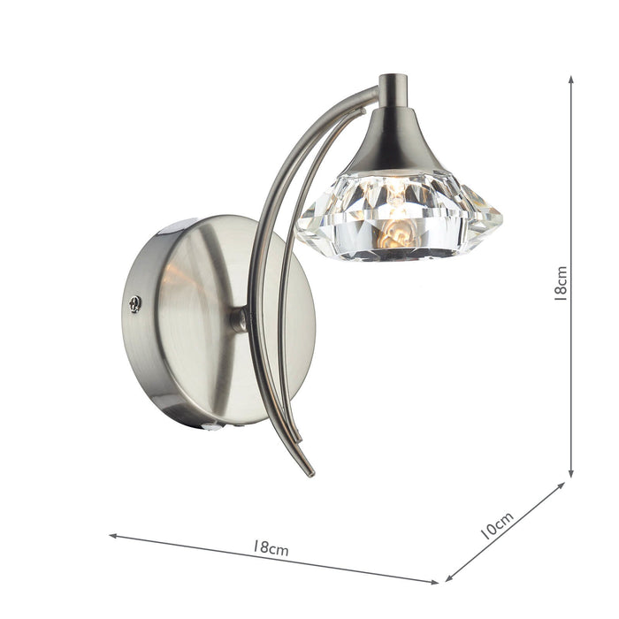 Dar Lighting Luther Wall Light Satin Chrome Crystal • LUT0746