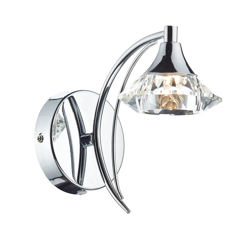 Dar Lighting Luther Wall Light Polished Chrome Crystal • LUT0750