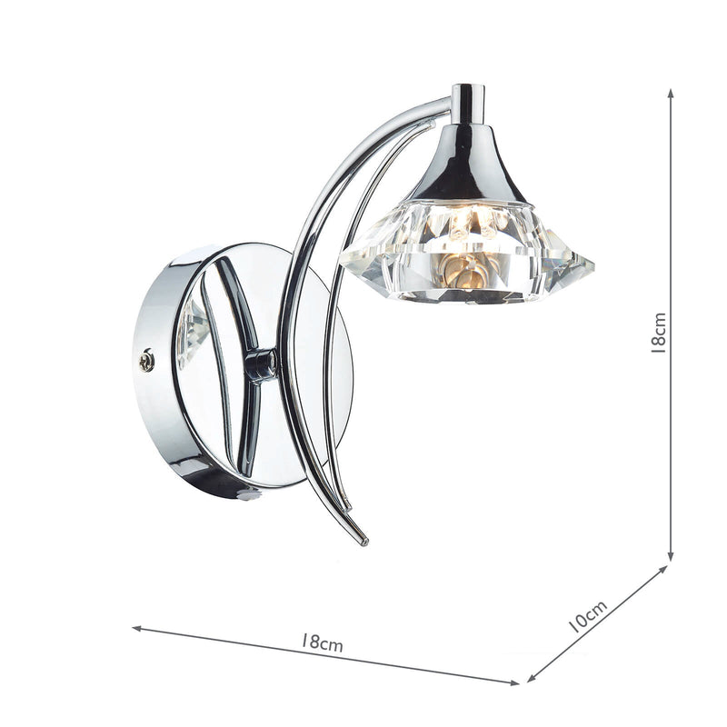 Dar Lighting Luther Wall Light Polished Chrome Crystal • LUT0750