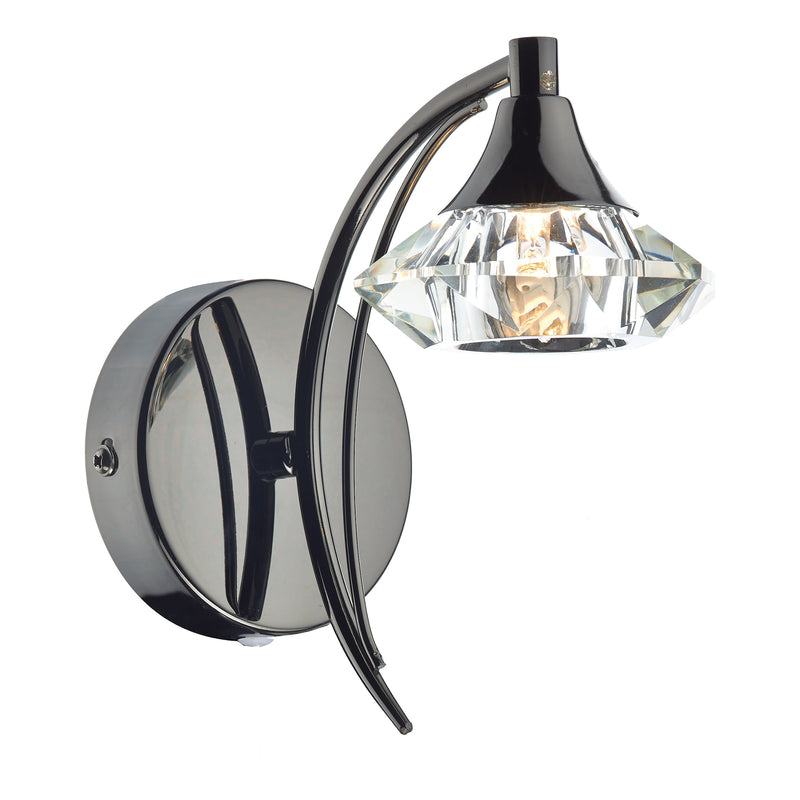 Dar Lighting Luther Wall Light Black Chrome Crystal • LUT0767