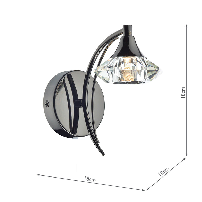 Dar Lighting Luther Wall Light Black Chrome Crystal • LUT0767