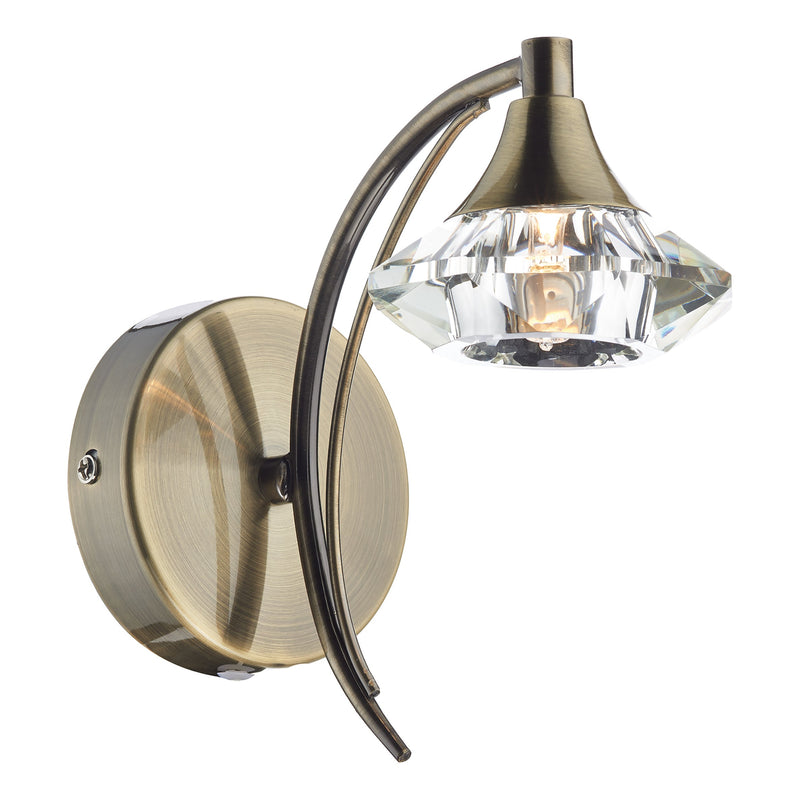 Dar Lighting Luther Wall Light Antique Brass Crystal • LUT0775