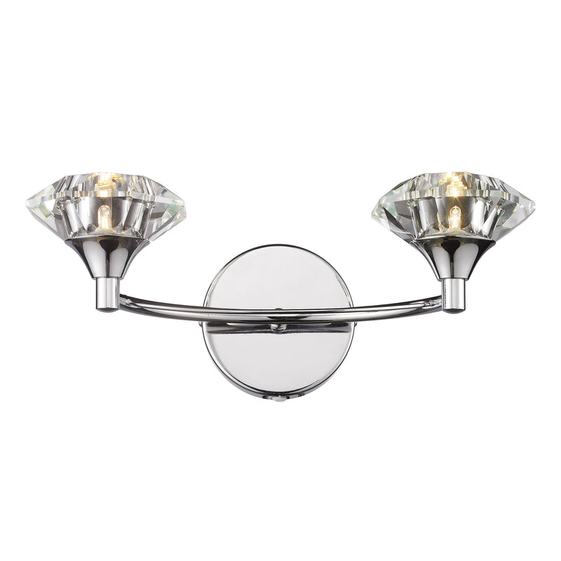 Dar Lighting Luther 2 Light Wall Light Polished Chrome Crystal • LUT0950