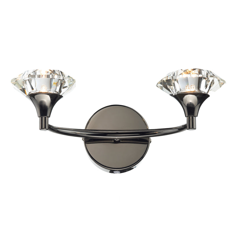 Dar Lighting Luther 2 Light Wall Light Black Chrome Crystal • LUT0967