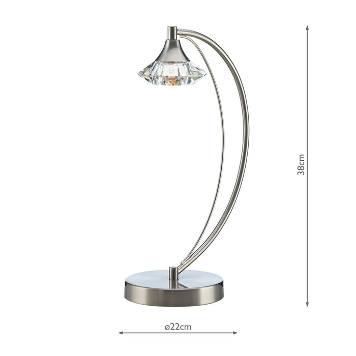 Dar Lighting Luther Table Lamp Satin Chrome Crystal • LUT4146