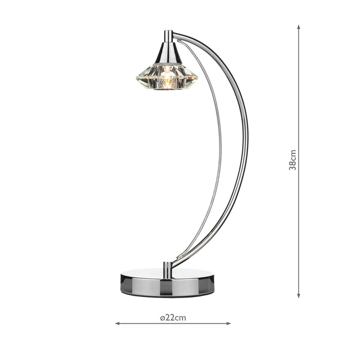 Dar Lighting Luther Table Lamp Polished Chrome Crystal • LUT4150