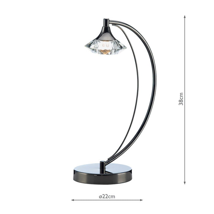 Dar Lighting Luther Table Lamp Black Chrome Crystal • LUT4167