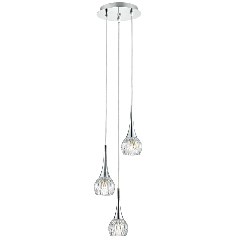 Dar Lighting Lyall 3 Light Pendant Polished Chrome Glass • LYA0350