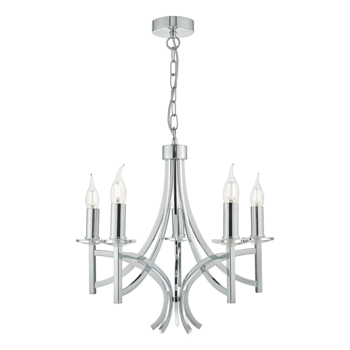 Dar Lighting Lyon 5lt Pendant Polished Chrome & Crystal • LYO0550