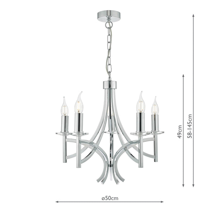 Dar Lighting Lyon 5lt Pendant Polished Chrome & Crystal • LYO0550