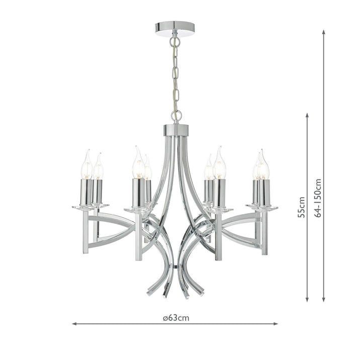 Dar Lighting Lyon 8lt Pendant Polished Chrome & Crystal • LYO0850