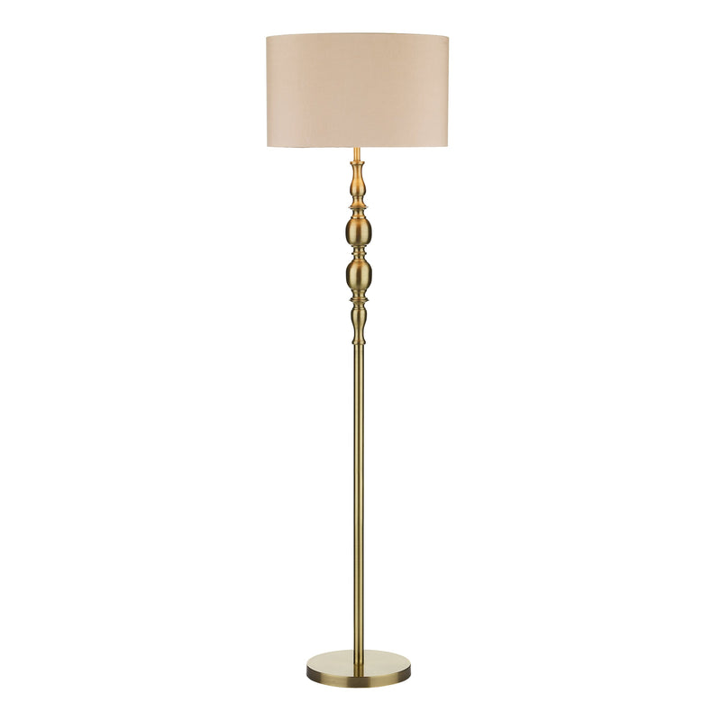 Dar Lighting Madrid Floor Lamp Antique Brass With Shade • MAD4975