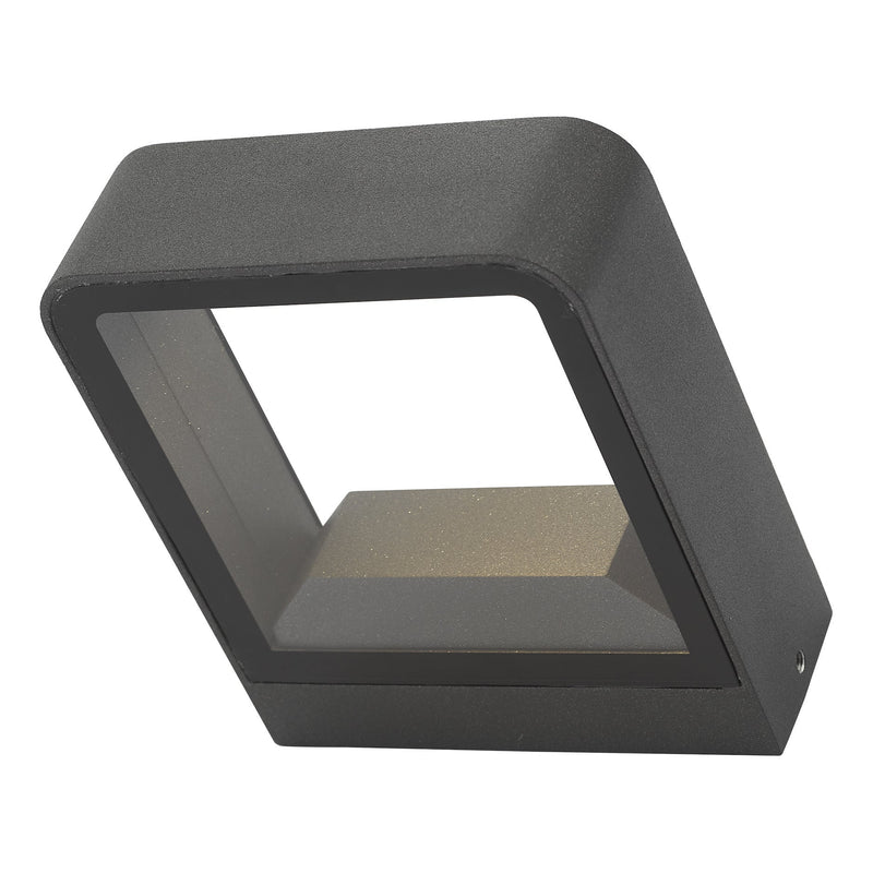 Dar Lighting Malone Square Outdoor Wall Light Matt Grey Glass IP65 LED • MAL3239