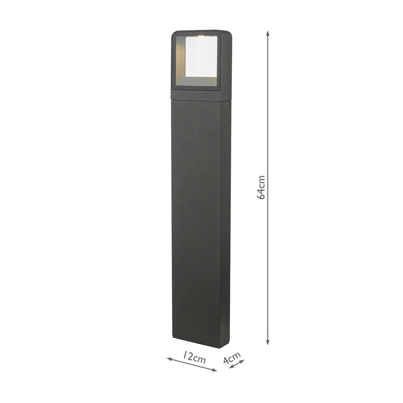 Dar Lighting Malone Outdoor Post With Square Light Matt Grey IP65 LED • MAL4539