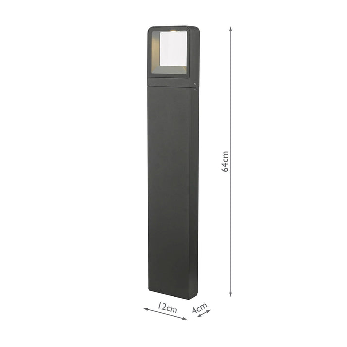 Dar Lighting Malone Outdoor Post With Square Light Matt Grey IP65 LED • MAL4539