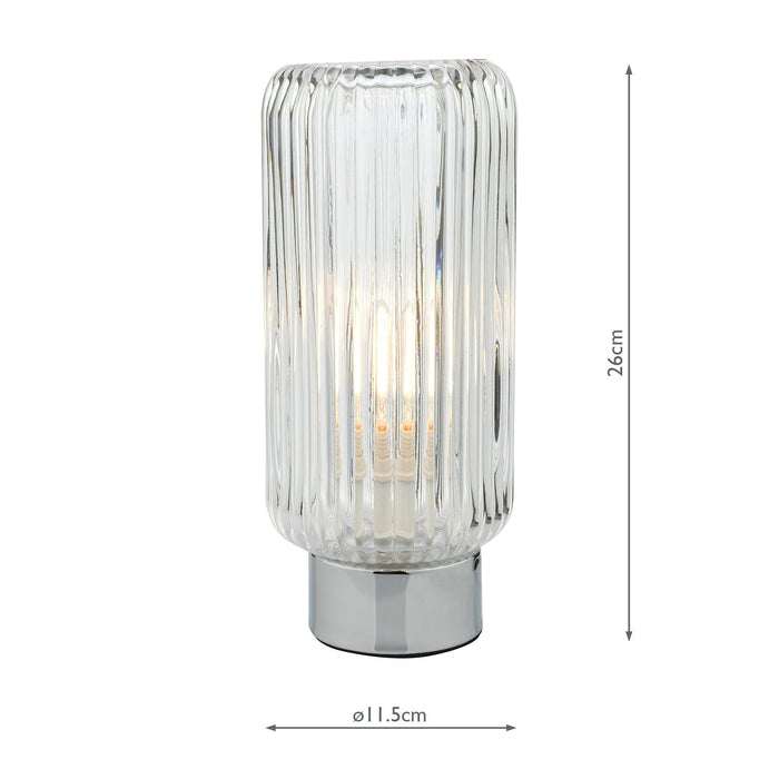 Dar Lighting Mason Touch Table Lamp Polished Chromed Ribbed Glass • MAS4150