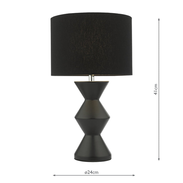 Dar Lighting Max Table Lamp Black Ceramic With Shade • MAX4222