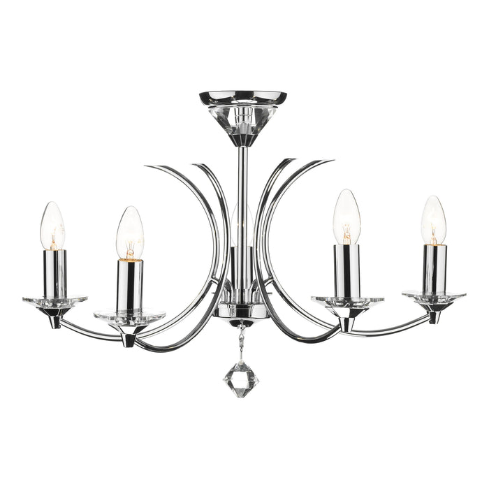 Dar Lighting Medusa 5 Light Dual Mount Pendant K9 Crystal Polished Chrome • MED0550