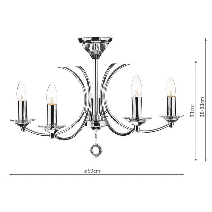 Dar Lighting Medusa 5 Light Dual Mount Pendant K9 Crystal Polished Chrome • MED0550