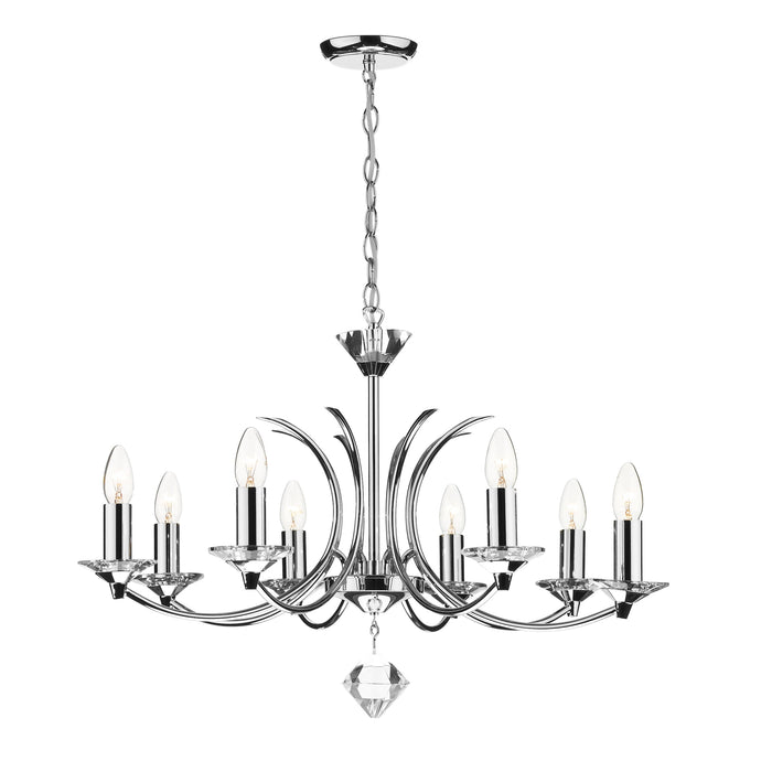 Dar Lighting Medusa 8 Light Dual Mount Pendant K9 Crystal Polished Chrome • MED0850