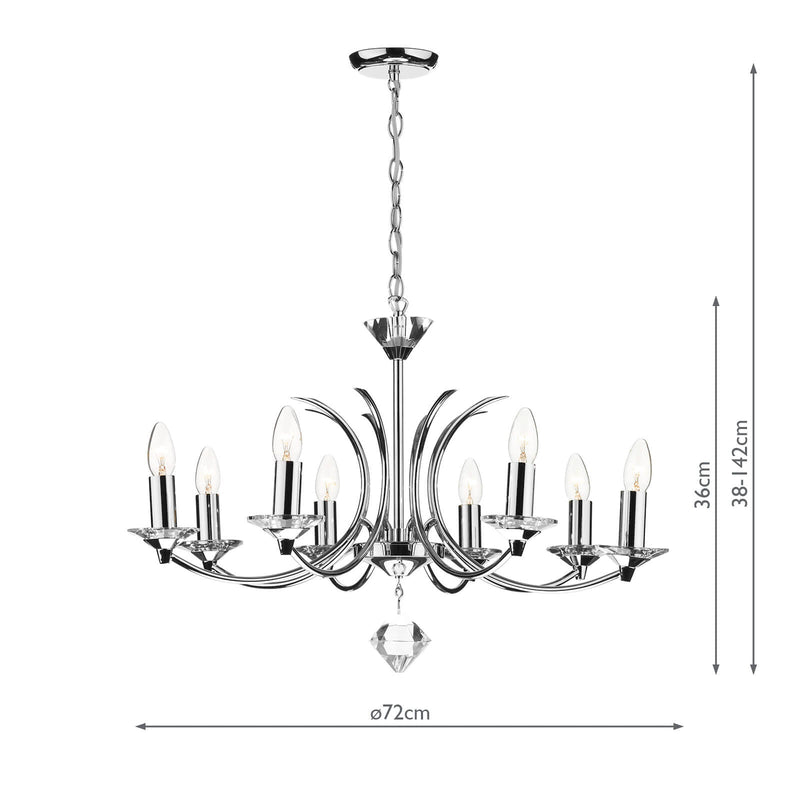 Dar Lighting Medusa 8 Light Dual Mount Pendant K9 Crystal Polished Chrome • MED0850
