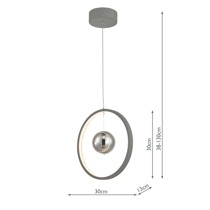 Dar Lighting Mercury Pendant Vertical Grey LED • MER0139